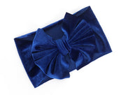 Big Bow Velvet Turban - MomyMall Blue