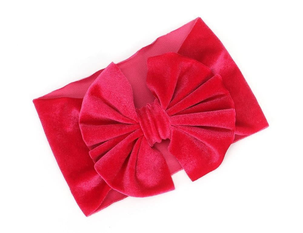 Big Bow Velvet Turban - MomyMall Hot Pink