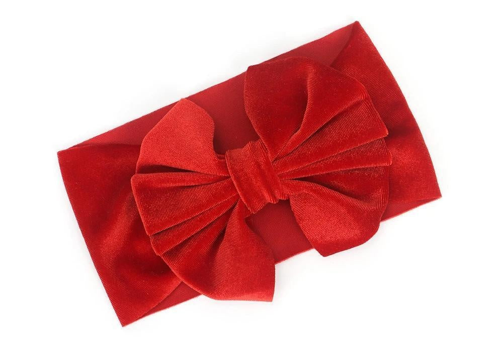 Big Bow Velvet Turban - MomyMall Red