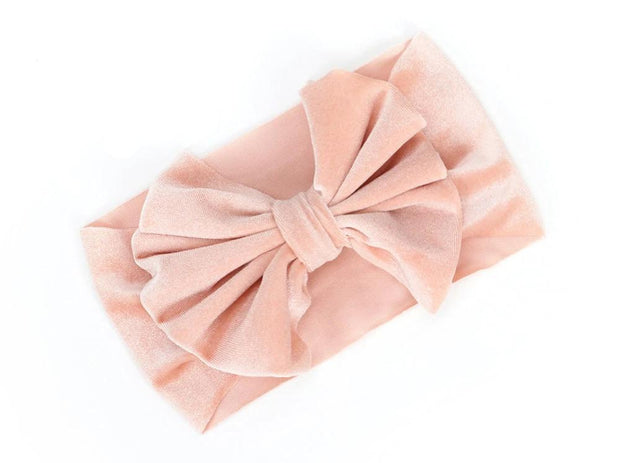 Big Bow Velvet Turban - MomyMall Rose