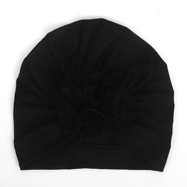 Big Flower Turban Hat - MomyMall Black