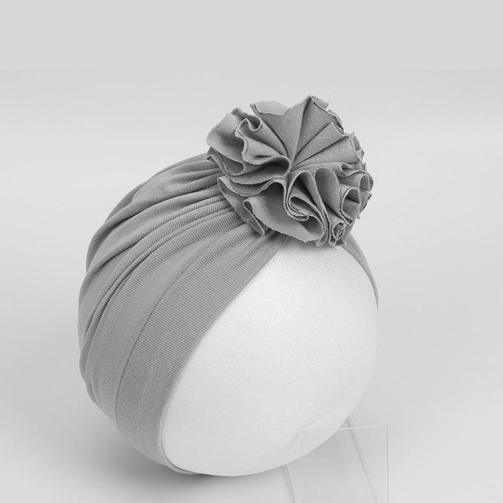 Big Flower Turban Hat - MomyMall Grey