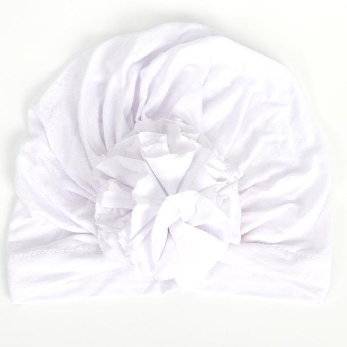 Big Flower Turban Hat - MomyMall White