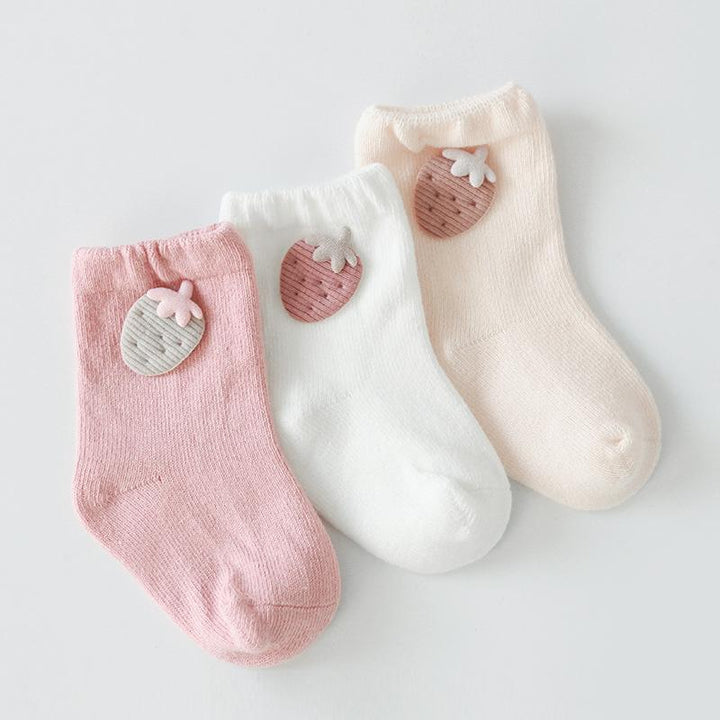 Bobo Baby Socks [Set of 3] - MomyMall 0-6 Months / Strawberry