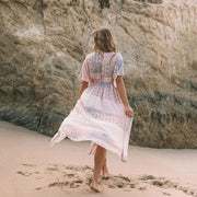 Boho Summer Floral Beach Cover Up Maxi Dress