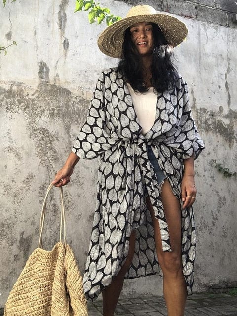 Long Floral Kimono Swimsuit Cover Up