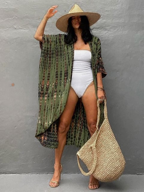 Long maillot de bain kimono Cover Up