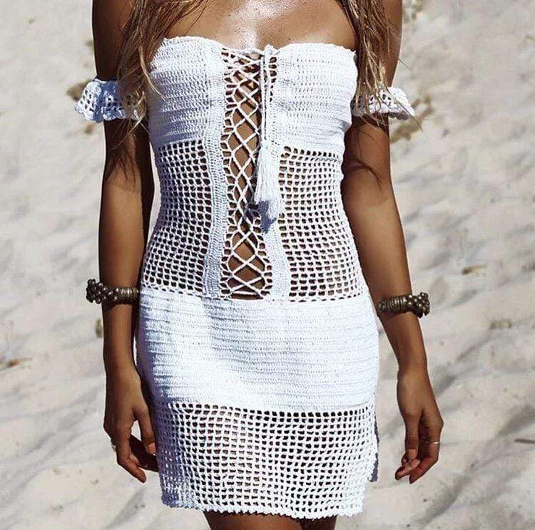 Off Shoulder Knit Beach Cover Up