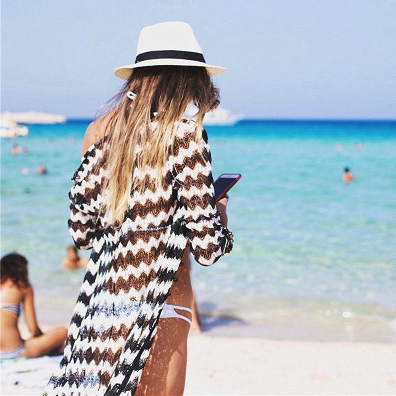 Long Stripe Beach Crochet Cover Up