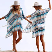 Bohemian Striped Crochet Beach Cover Up