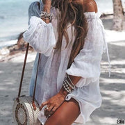 Casual Long Sleeve Off Shoulder Beach Cover Up