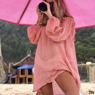 Casual Long Sleeve Off Shoulder Beach Cover Up
