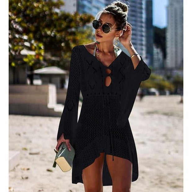 Crochet Knit Beach Cover Up by MomyMall Crochet Knit Beach Cover Up by MomyMall