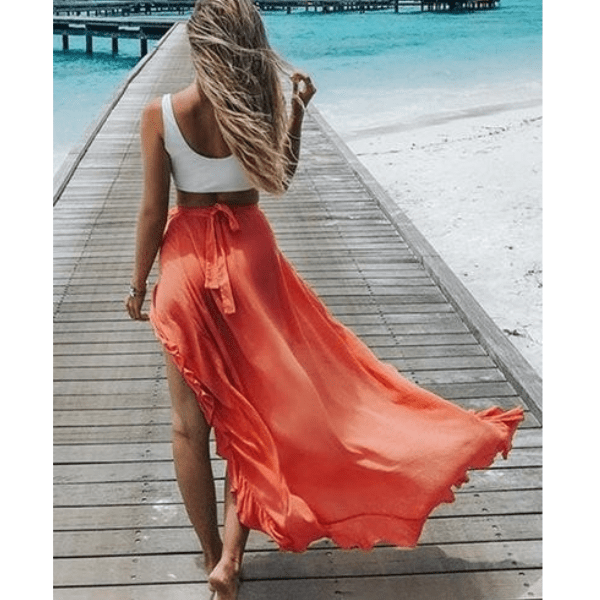 High Waist Chiffon Cover Up Skirt