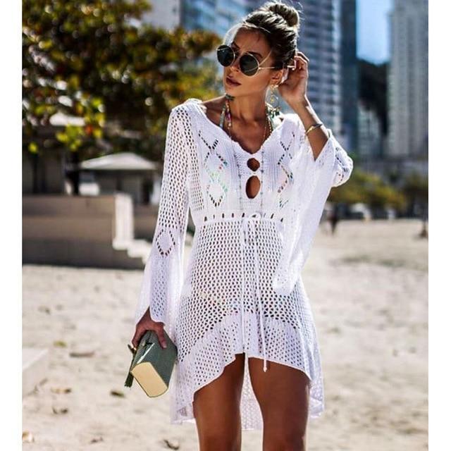 Crochet Knit Beach Cover Up by MomyMall Crochet Knit Beach Cover Up by MomyMall