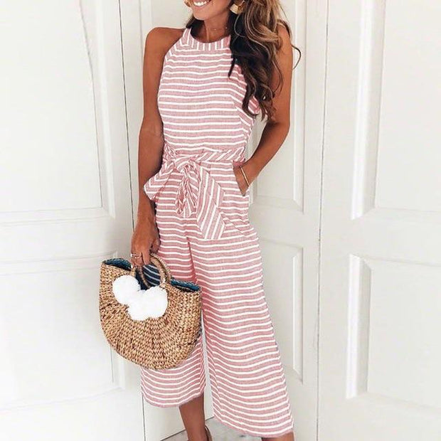 Striped Sleeveless Rompers