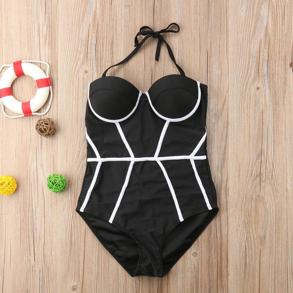 Maillot de bain une pièce noir et blanc