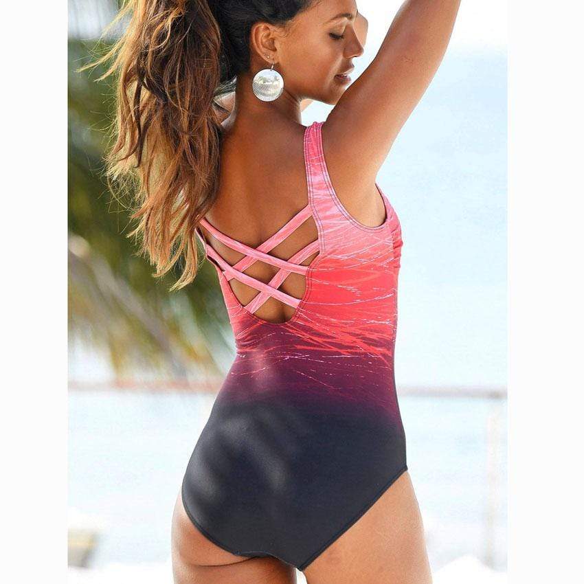 One Piece Criss Cross Back Swimsuit