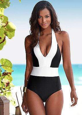 Sexy Two Tone One Piece Swimsuit