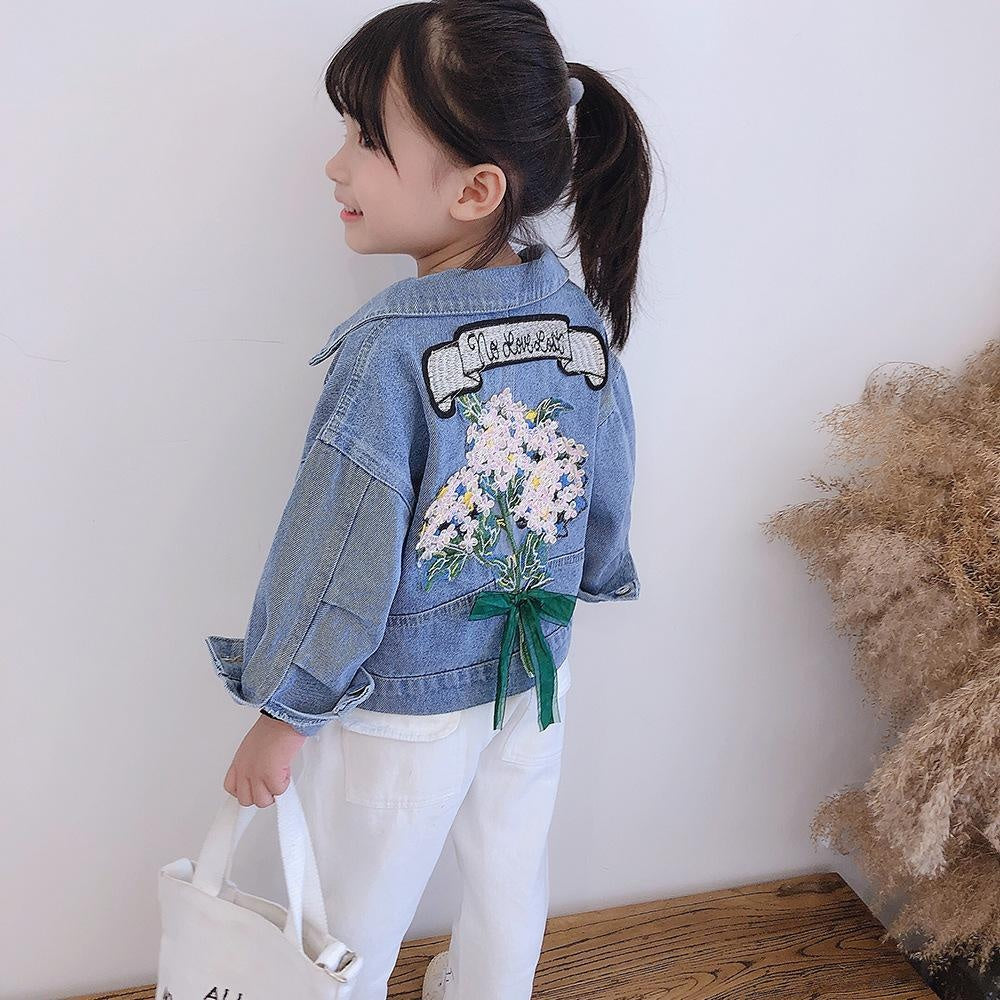 Bonny Embroidered Bouquet Denim Jacket - MomyMall