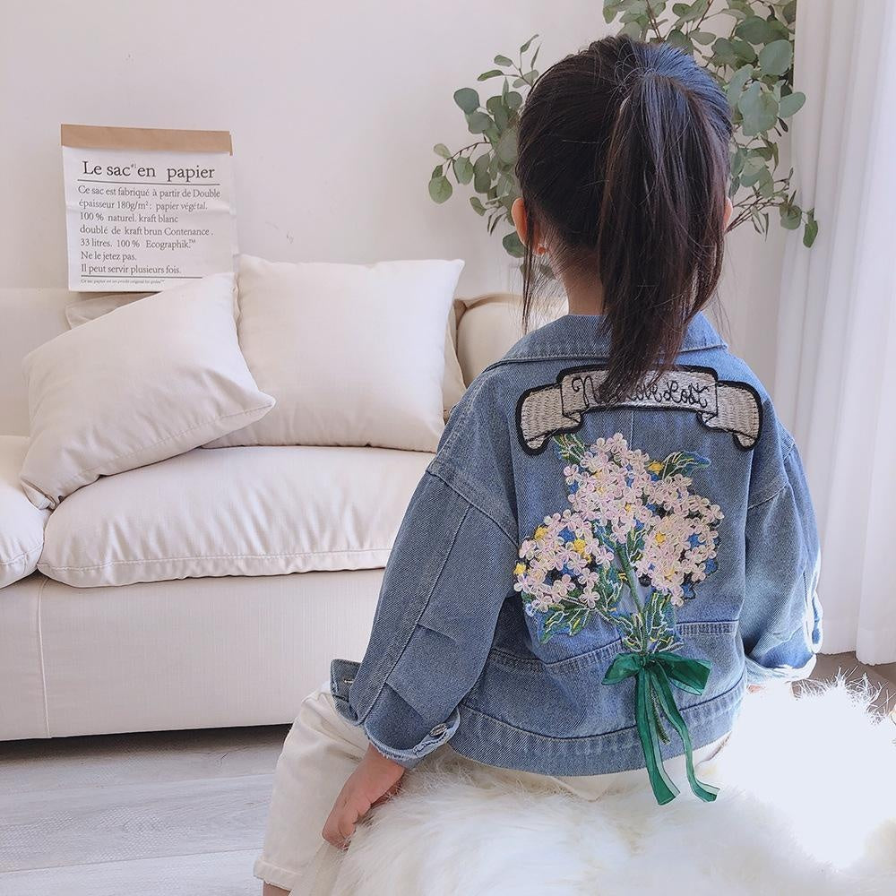 Bonny Embroidered Bouquet Denim Jacket - MomyMall