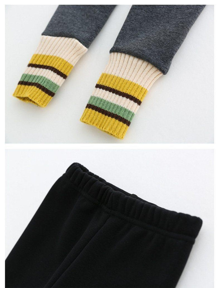 Bottom Color Stripes Plush Leggings