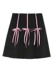 Bow Decor High Waist Mini Skirt