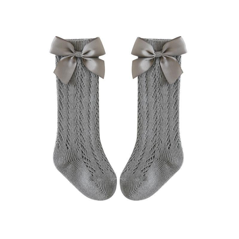 Ribbon Bowknot Summer Knee Socks - MomyMall 0-12 Months / Dark Grey