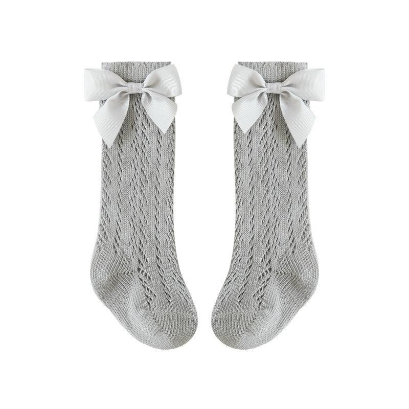 Ribbon Bowknot Summer Knee Socks - MomyMall 0-12 Months / Light Grey