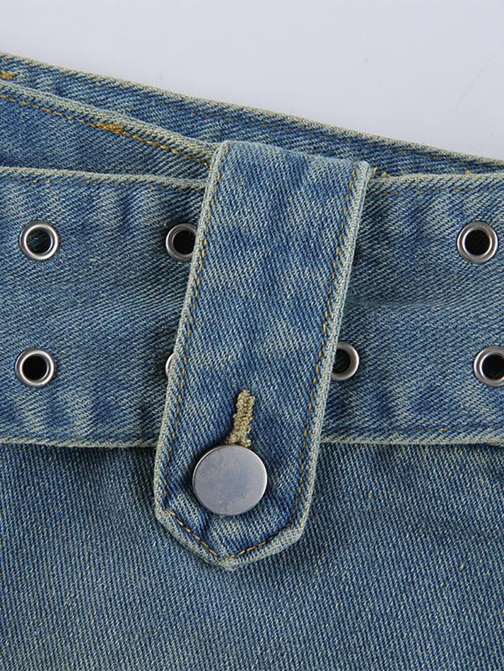 Mini-jupe en denim avec ceinture à boucle