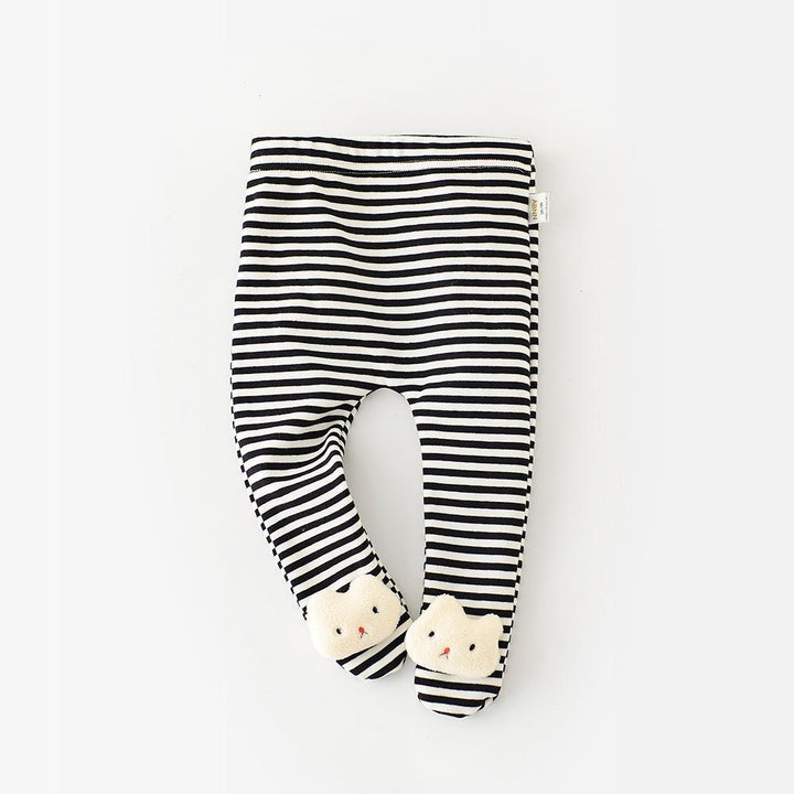 Bunny Patch Plush Baby Leggings - MomyMall Stripe / 0-6 Months