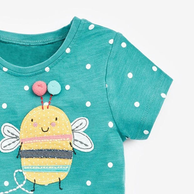 T-shirt d'été à pompons et écusson Busy Bee