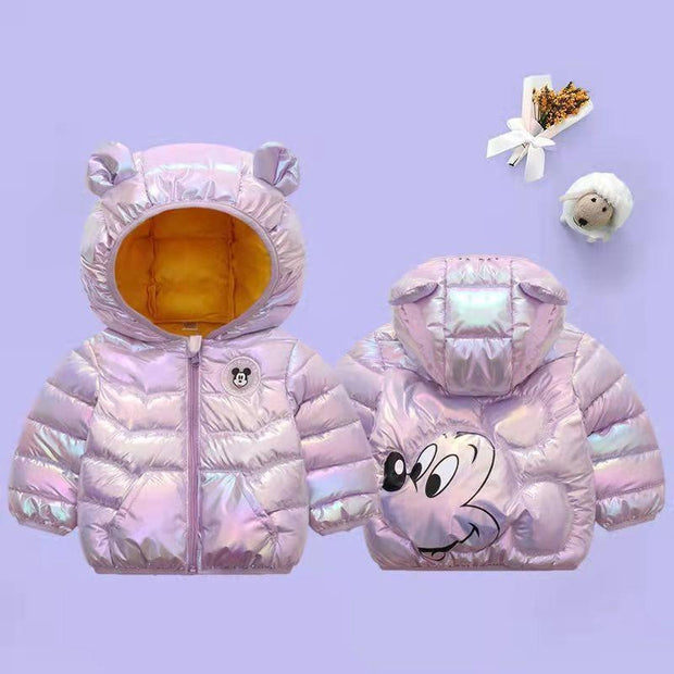 Baby Coat Boys Winter Jackets Fashion Bright Hooded Snowsuit 1-5Y - MomyMall Purple / 9-12 months