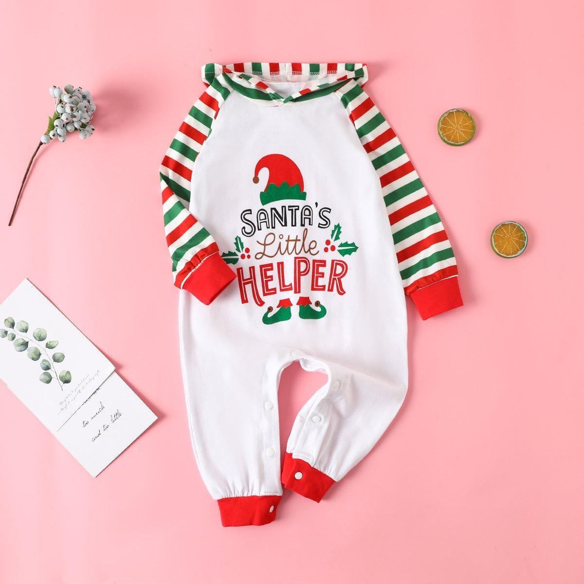 Lovely Santa's Little Helper Printed Baby Jumpsuit