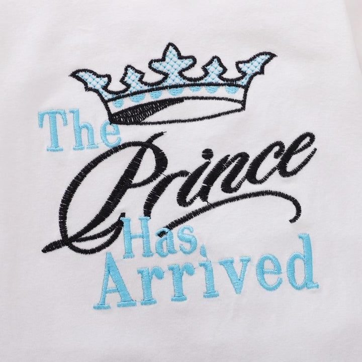 2PCS "The prince Has Arrived" Letters Printed Baby Jumpsuit - MomyMall