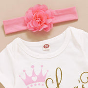 4PCS Letter Printed Romper With Pompous Skirt Baby Set