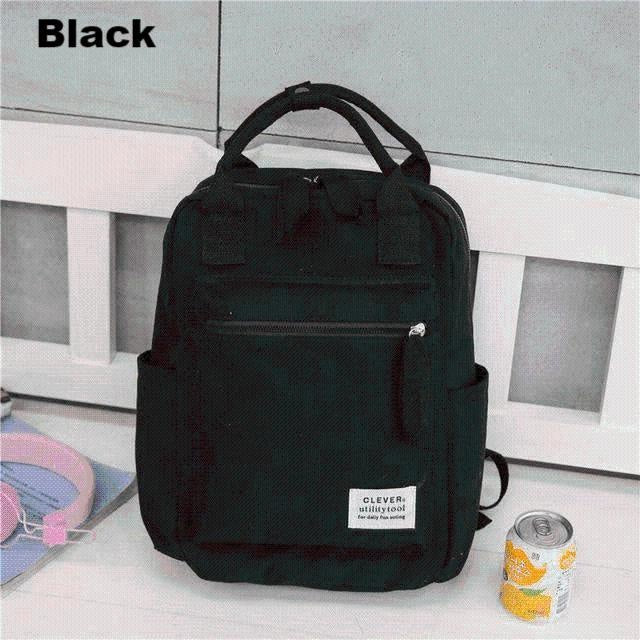 Sylvia Canvas Backpack - MomyMall Black