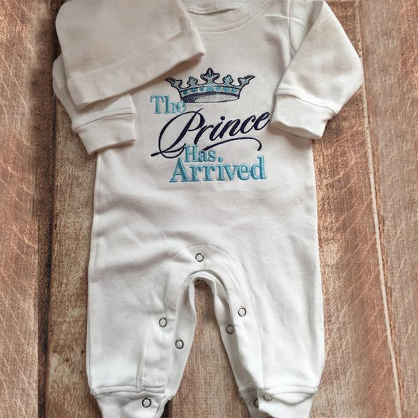 2PCS "The prince Has Arrived" Letters Printed Baby Jumpsuit - MomyMall White / 0-3 Months