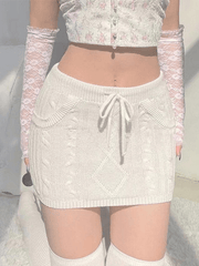 Cable Knit Y2K Mini Skirt - MomyMall
