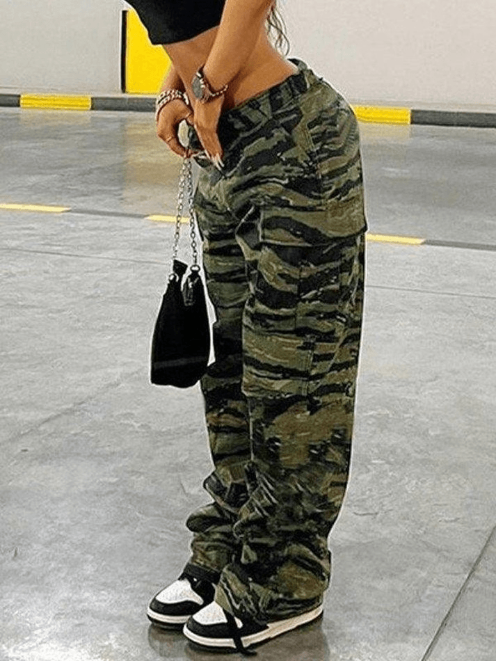 Camo Print Casual Cargo Pants - MomyMall