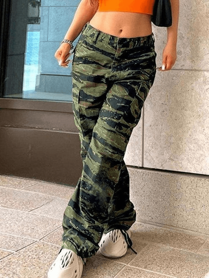 Camo Print Casual Cargo Pants - MomyMall