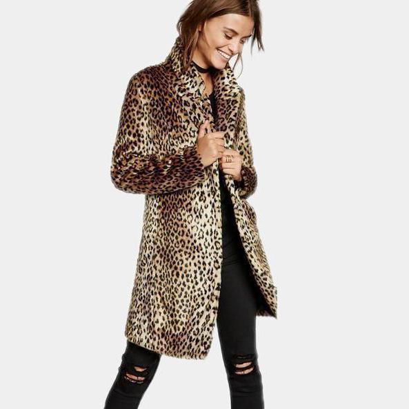 Faux Fur Leopard Trench Coat