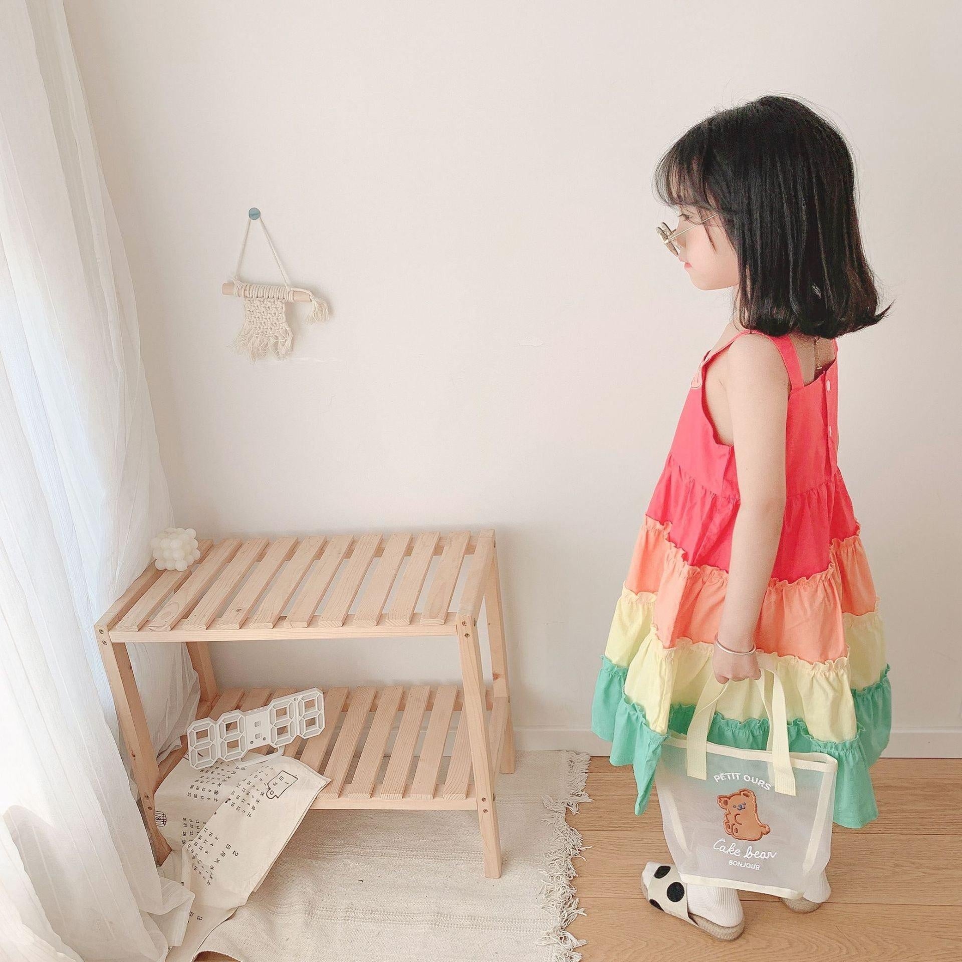 Cartoon Patch Rainbow Boho Dress - MomyMall