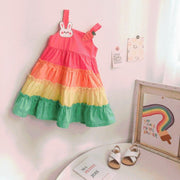Cartoon Patch Rainbow Boho Dress - MomyMall 2-3 Years / Red