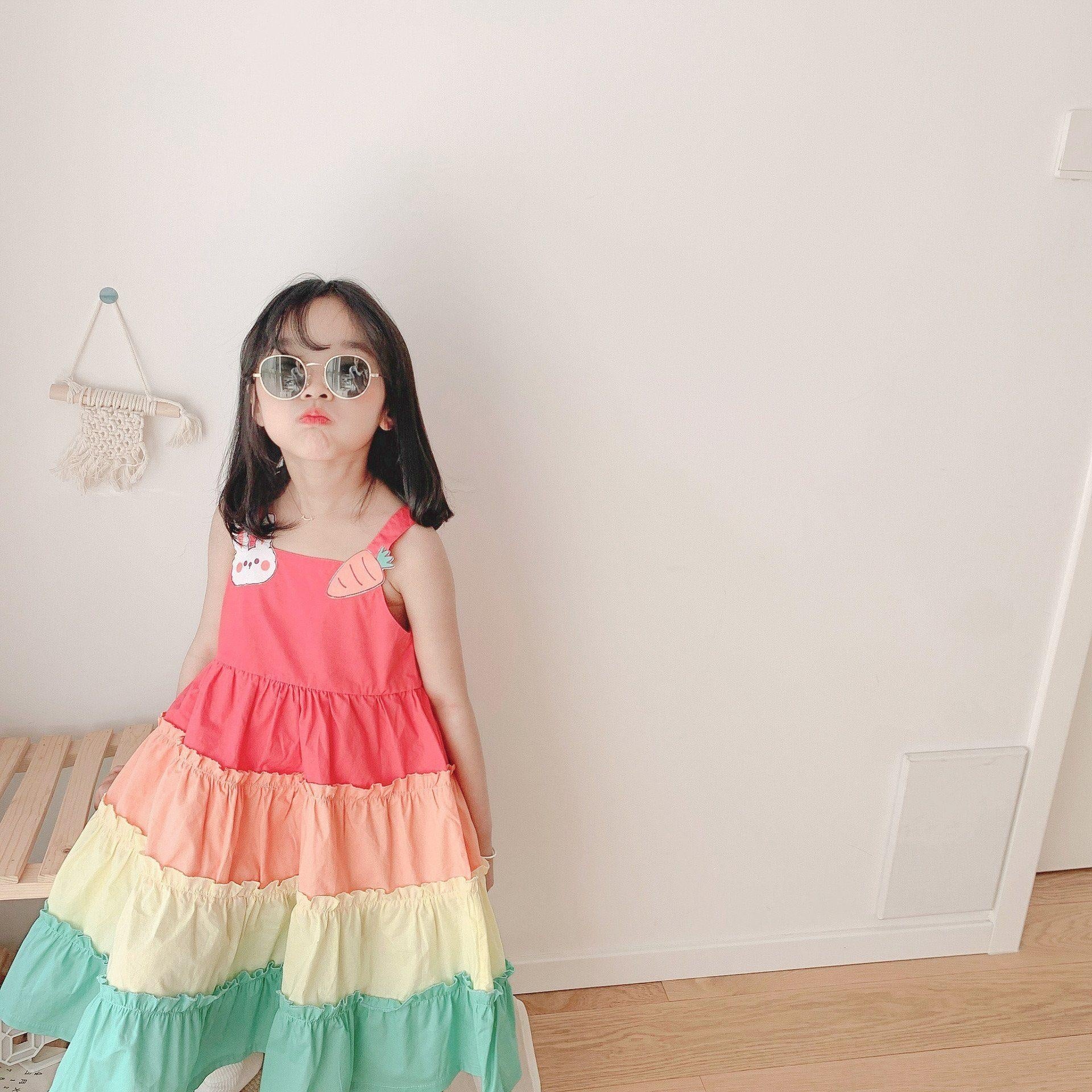 Cartoon Patch Rainbow Boho Dress - MomyMall