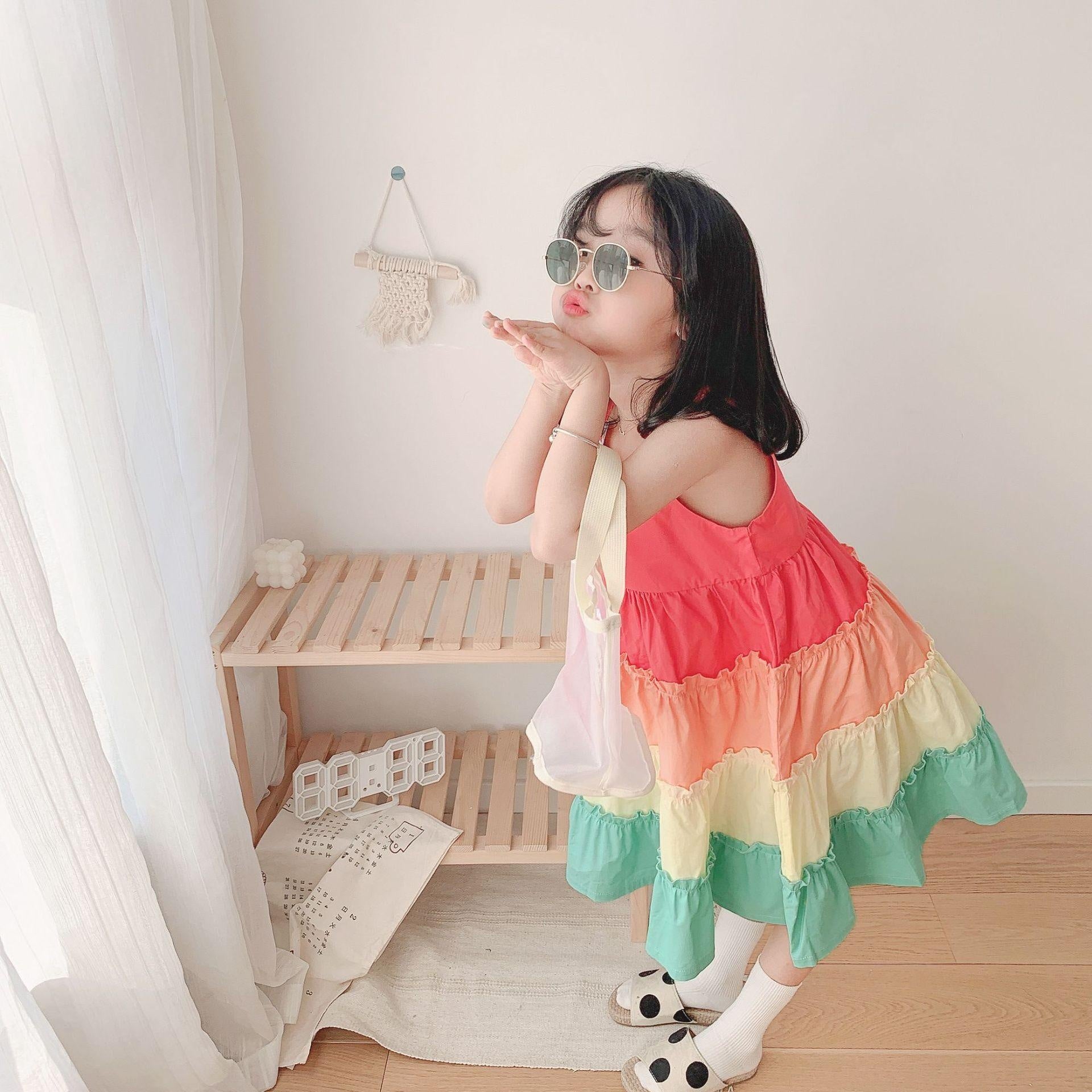 Cartoon Patch Rainbow Boho Dress - MomyMall