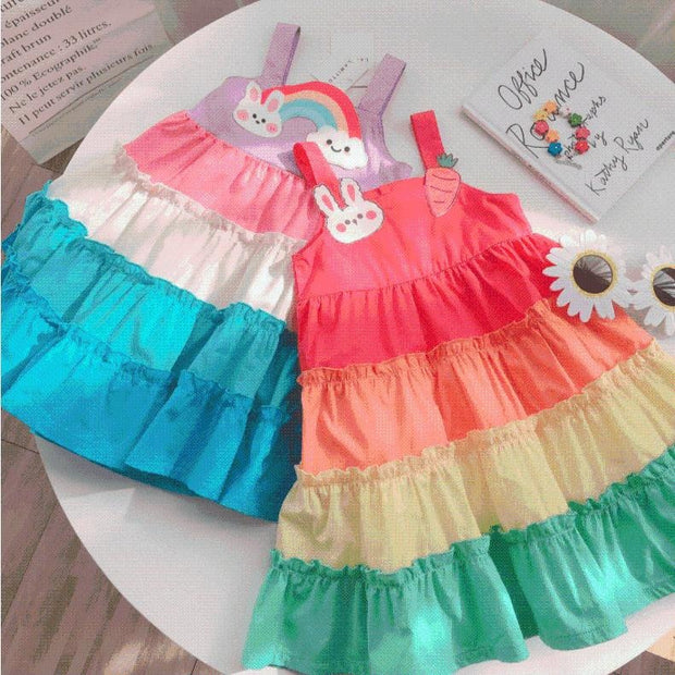 Cartoon Patch Rainbow Boho Dress - MomyMall