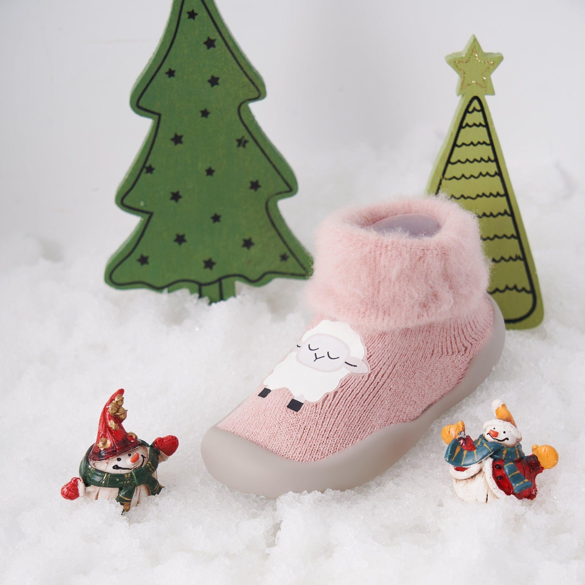 Cartoon Printed Winter Plush Booties