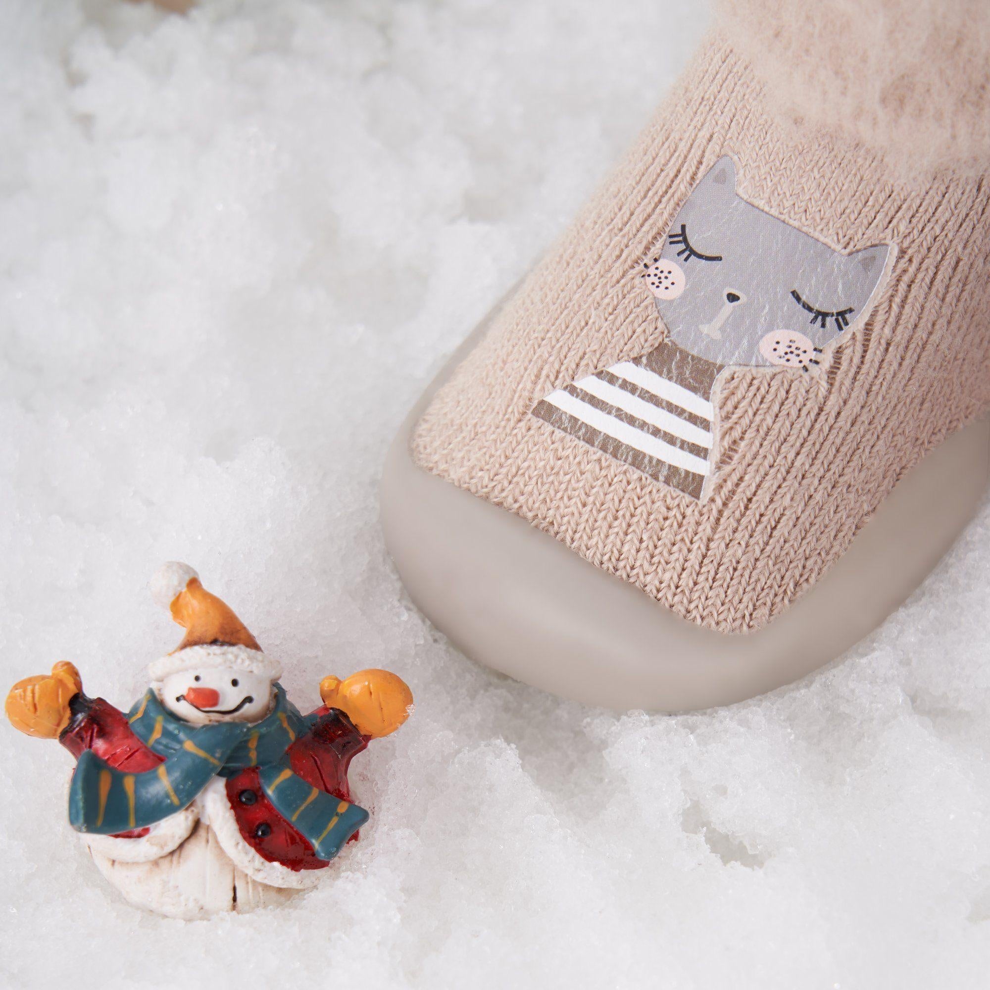 Cartoon Printed Winter Plush Booties