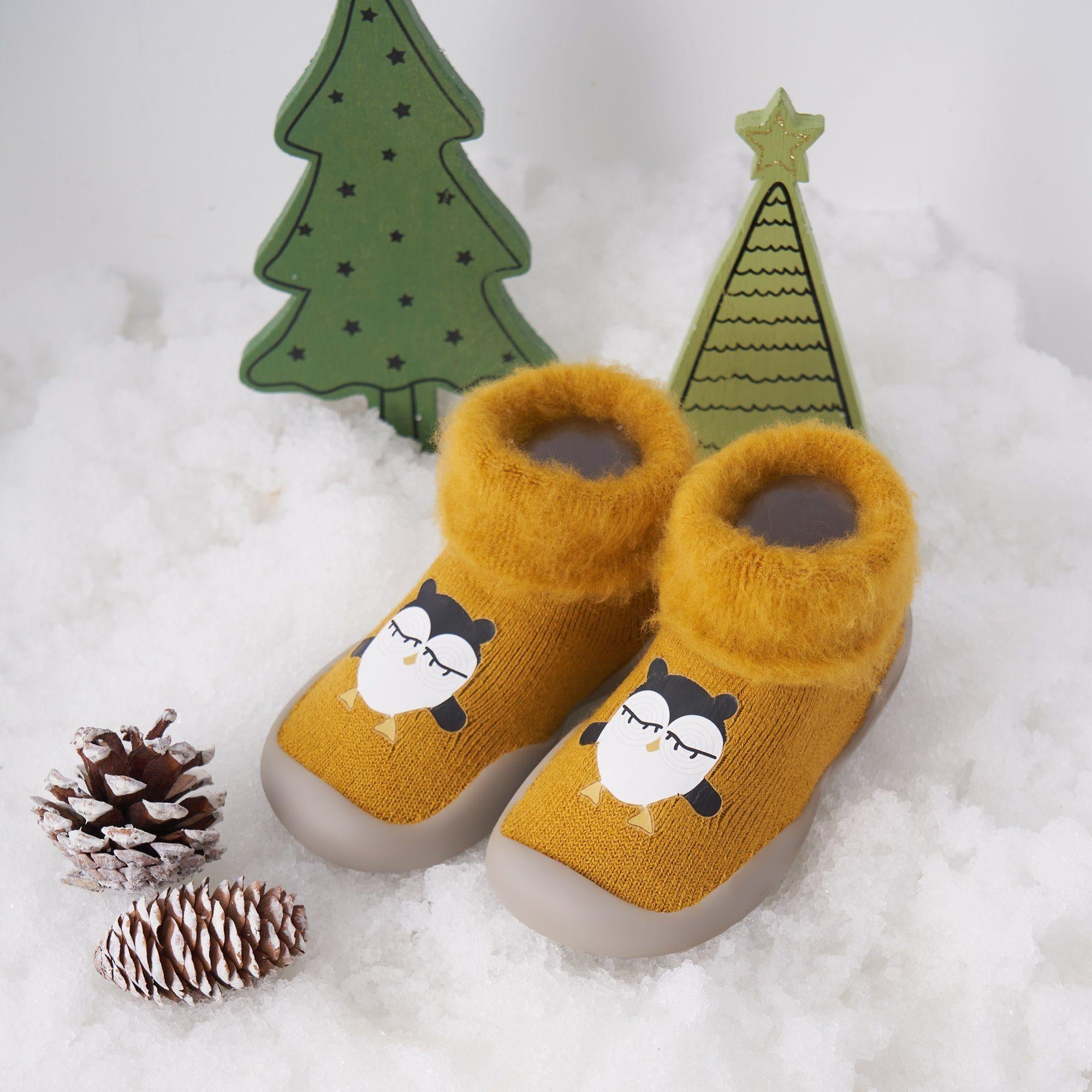 Cartoon Printed Winter Plush Booties